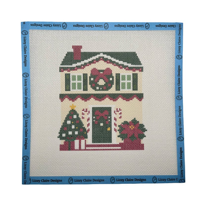 Lizzy Claire's Happy Neighborhood Christmas House - 13 mesh - 10 x 10 -  Needlepoint Canvas