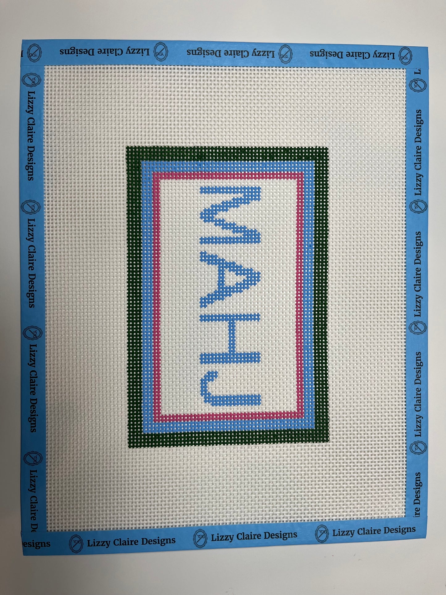 MAHJ (Painted) - 13 mesh - 10.5 x 8.5 - Needlepoint Canvas