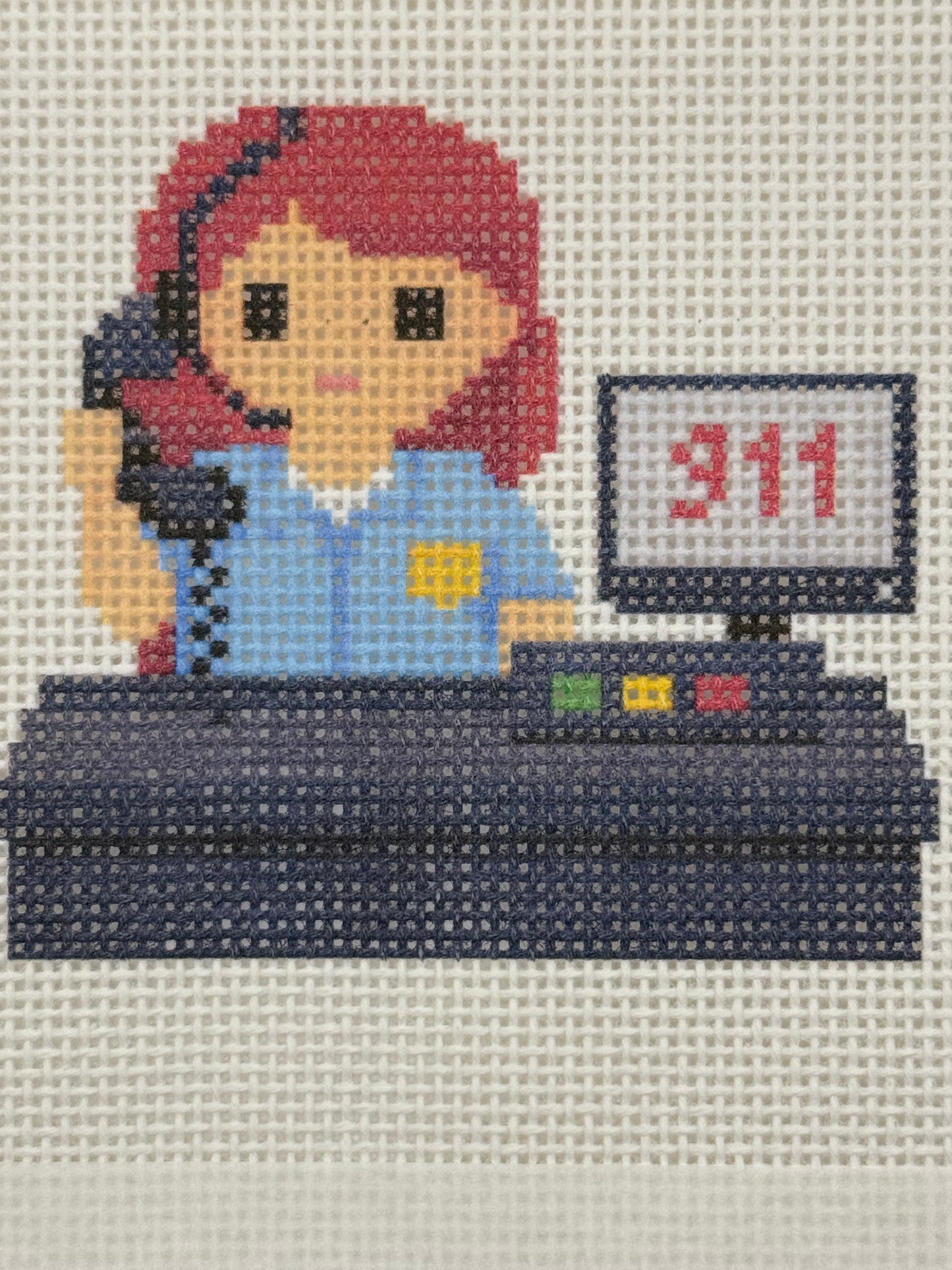 911 Operator Lizzy Claire - 13 mesh - 6 x 6 - Needlepoint Canvas