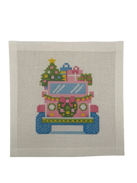 Lizzy Claire's Happy Neighborhood SUV - 13 mesh - 7 x 7 - Needlepoint Canvas