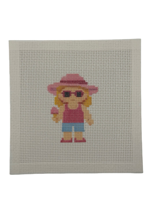 Summer Lizzy Claire - 13 mesh - 6 x 6 - Needlepoint Canvas