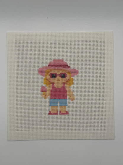 Summer Lizzy Claire - 13 mesh - 6 x 6 - Needlepoint Canvas