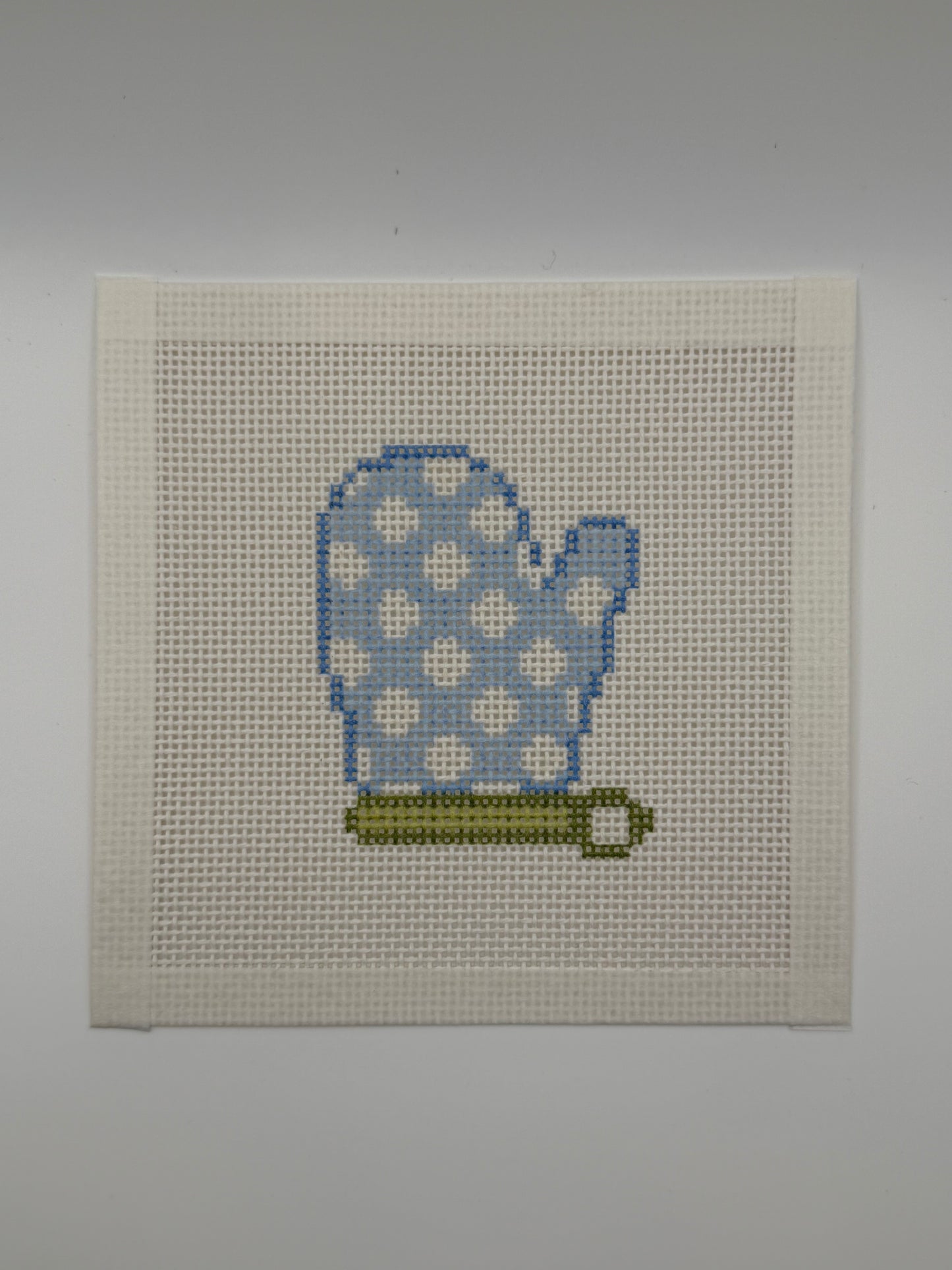 Blue Oven Mitt - 13 mesh - 6 x 6 - Needlepoint Canvas