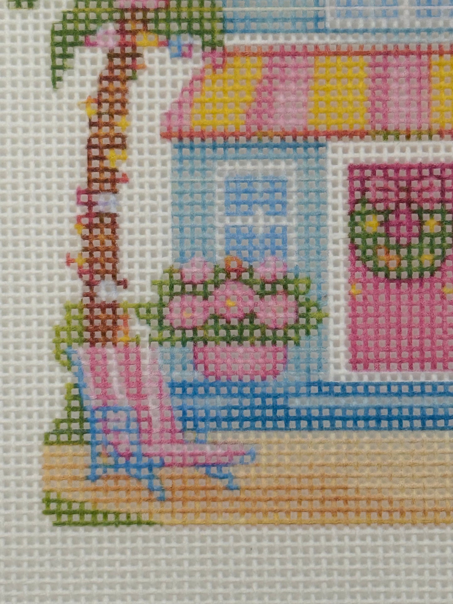 Lizzy Claire's Happy Neighborhood Beach House - 18 mesh - 6 x 6 - Needlepoint Canvas