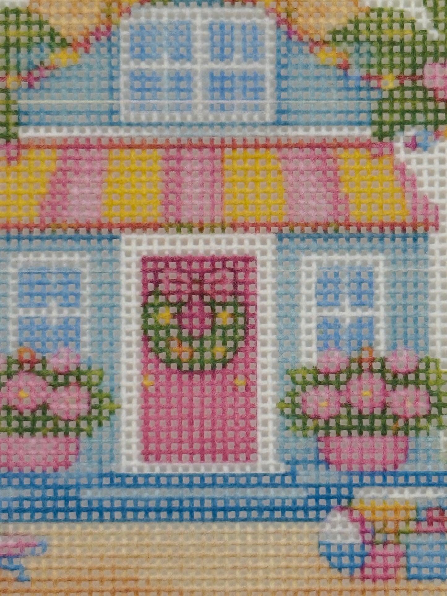 Lizzy Claire's Happy Neighborhood Beach House - 18 mesh - 6 x 6 - Needlepoint Canvas