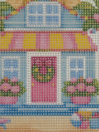 Lizzy Claire's Happy Neighborhood Beach House - 18 mesh - 6 x 6 - Needlepoint Canvas