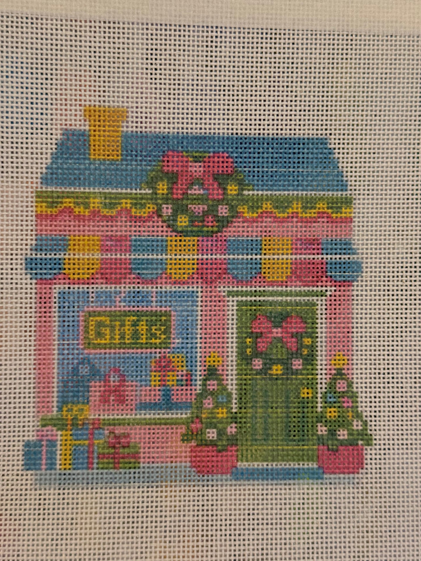 Lizzy Claire's Happy Neighborhood Gift Shop  - 18 mesh - 8 x 8 - Needlepoint Canvas