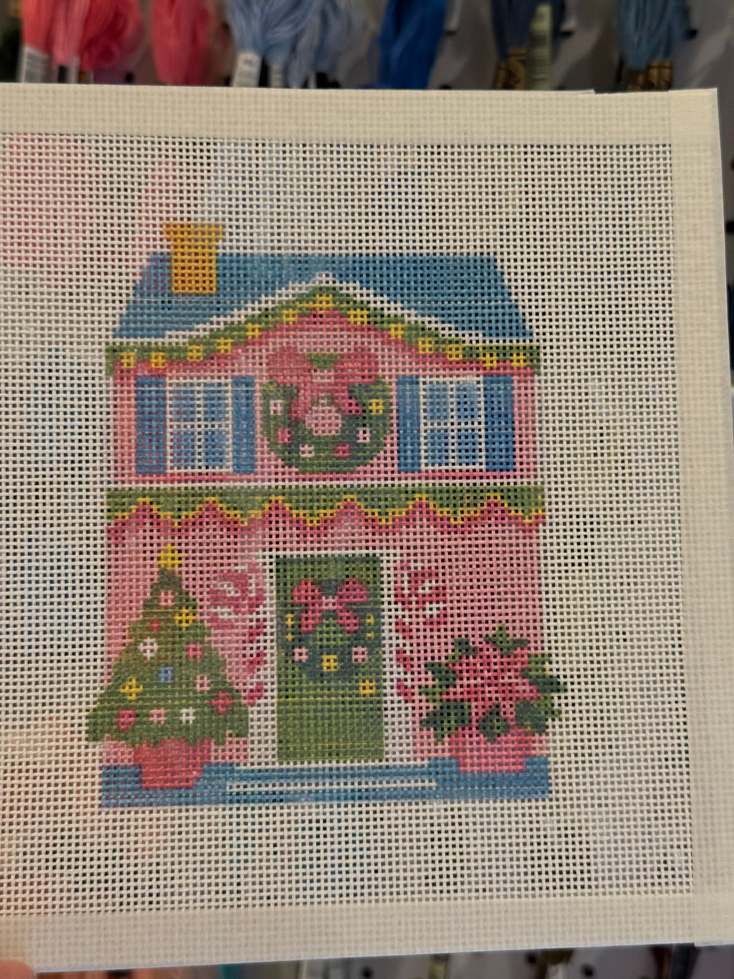 Lizzy Claire's Happy Neighborhood House - 18 mesh - 8 x 8 - Needlepoint Canvas