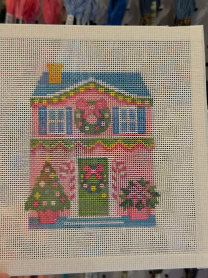 Lizzy Claire's Happy Neighborhood House - 18 mesh - 8 x 8 - Needlepoint Canvas