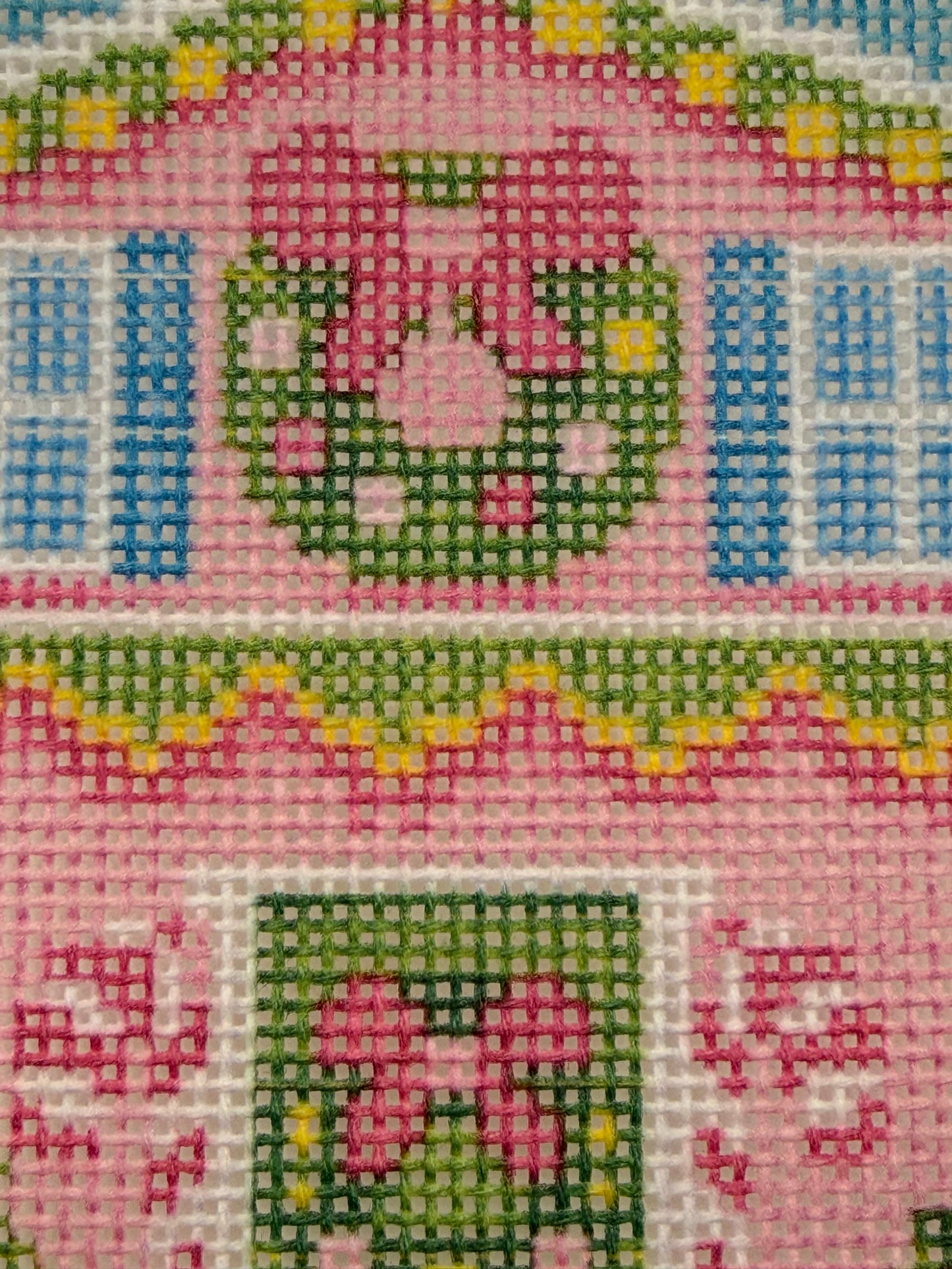 Lizzy Claire's Happy Neighborhood House - 18 mesh - 8 x 8 - Needlepoint Canvas