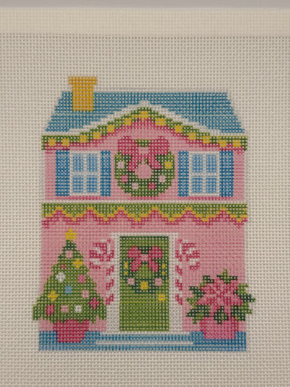 Lizzy Claire's Happy Neighborhood House - 18 mesh - 8 x 8 - Needlepoint Canvas