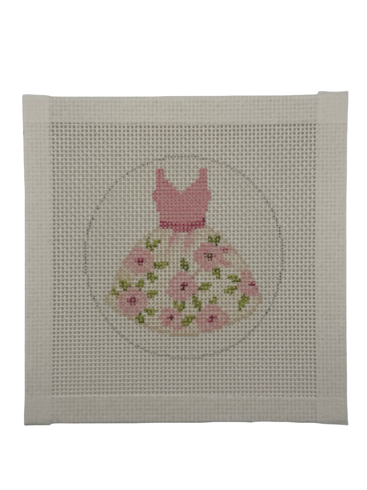 Ladies Pink Dress - 13 mesh - 4 inch round - 6 x 6 - Needlepoint Canvas
