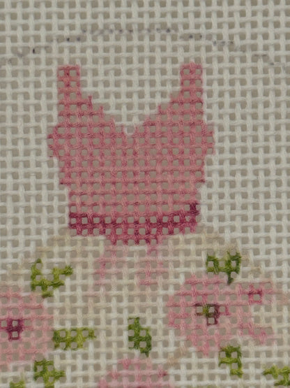 Ladies Pink Dress - 13 mesh - 4 inch round - 6 x 6 - Needlepoint Canvas