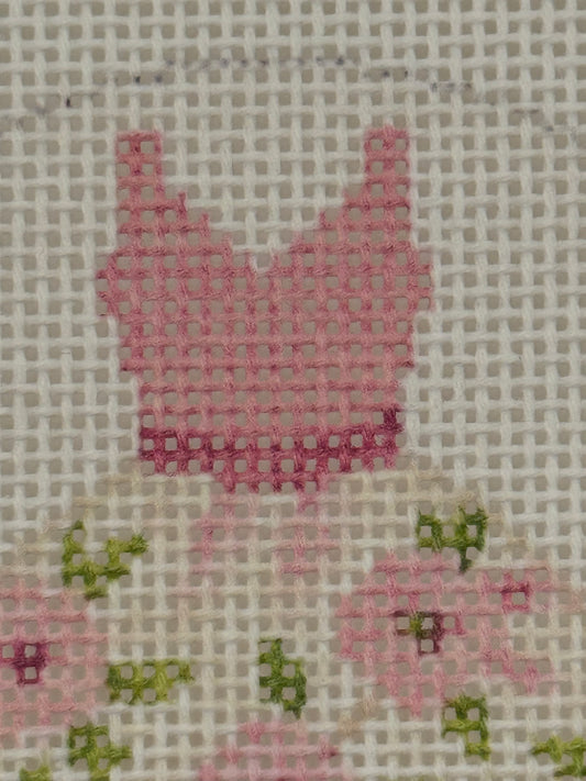 Ladies Pink Dress - 13 mesh - 4 inch round - 6 x 6 - Needlepoint Canvas
