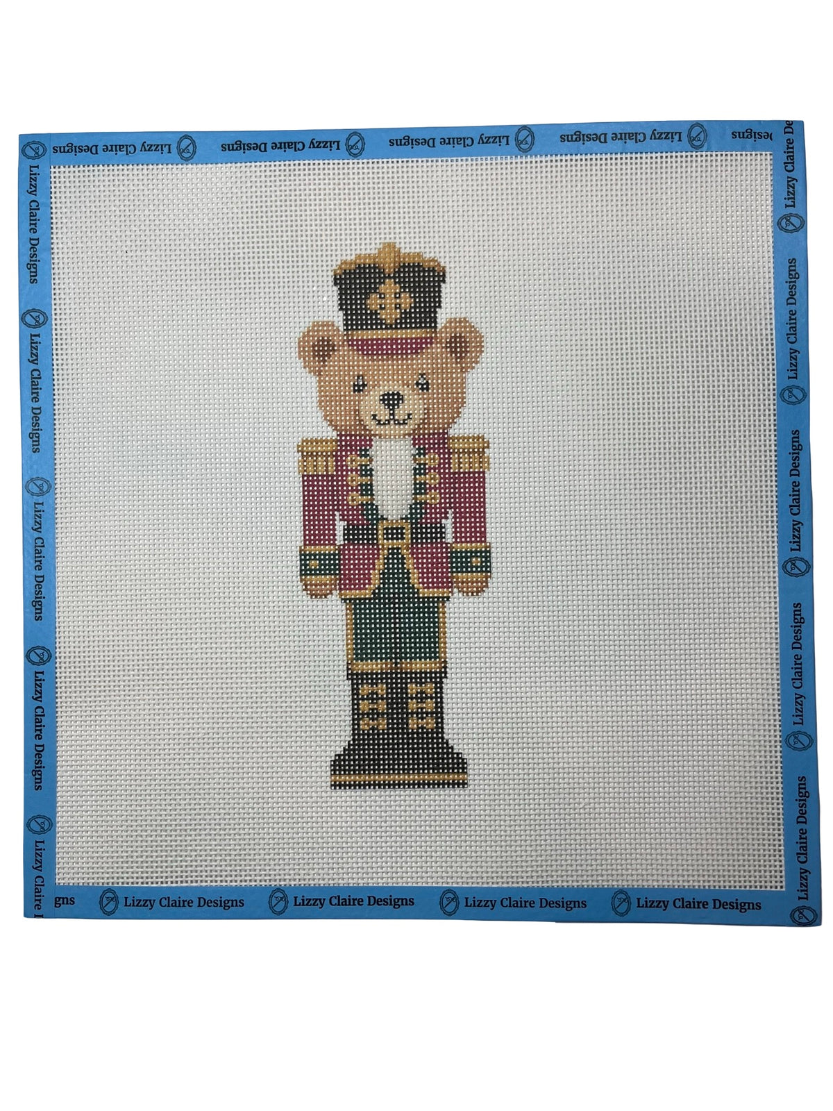 Lizzy Claire's Happy Neighborhood Large Teddybear Nutcracker - 13 mesh - 12 x 12 - Needlepoint Canvas