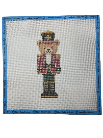 Lizzy Claire's Happy Neighborhood Large Teddybear Nutcracker - 13 mesh - 12 x 12 - Needlepoint Canvas