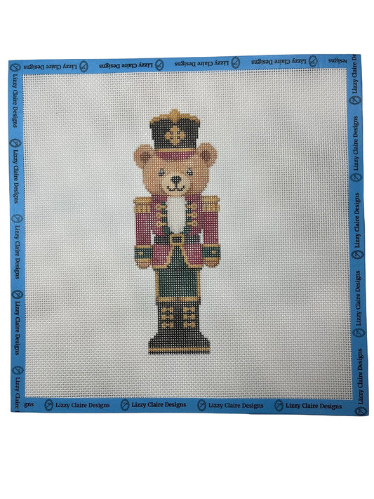 Lizzy Claire's Happy Neighborhood Large Teddybear Nutcracker - 13 mesh - 12 x 12 - Needlepoint Canvas