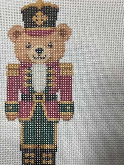 Lizzy Claire's Happy Neighborhood Large Teddybear Nutcracker - 13 mesh - 12 x 12 - Needlepoint Canvas