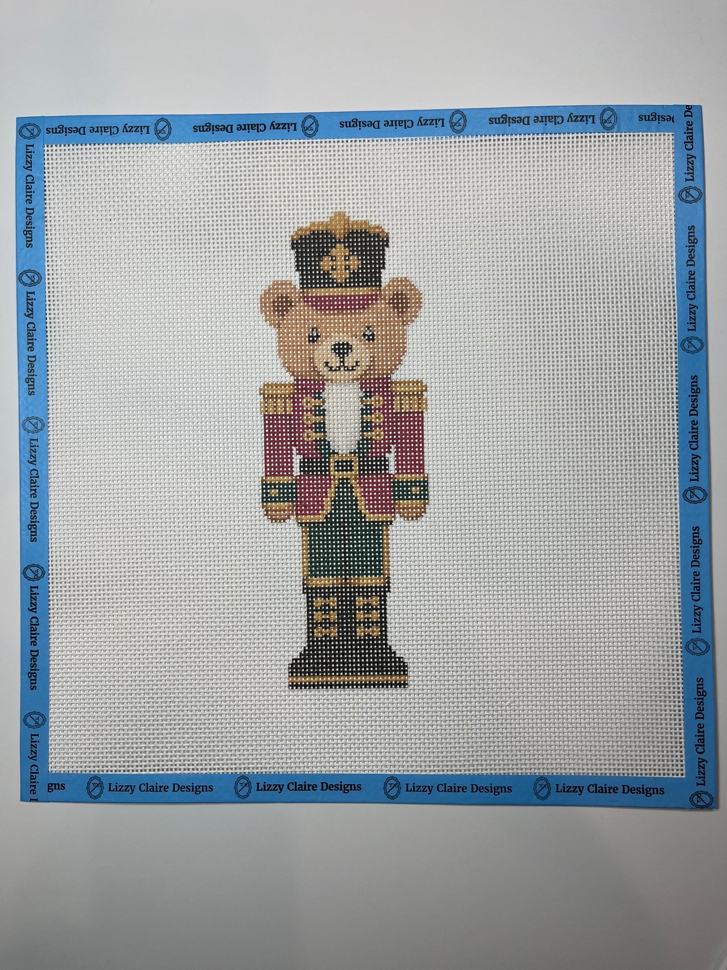 Lizzy Claire's Happy Neighborhood Large Teddybear Nutcracker - 13 mesh - 12 x 12 - Needlepoint Canvas