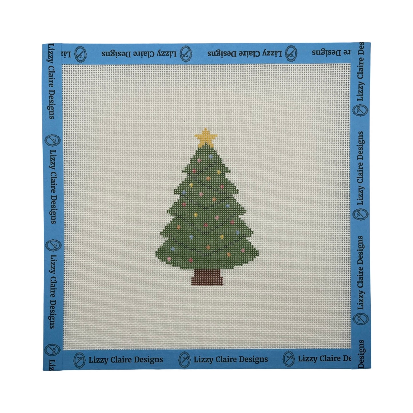Larger Christmas Tree with Lights and Star - 18 mesh - 8 x 8 - Needlepoint Canvas
