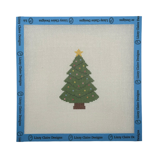 Larger Christmas Tree with Lights and Star - 18 mesh - 8 x 8 - Needlepoint Canvas
