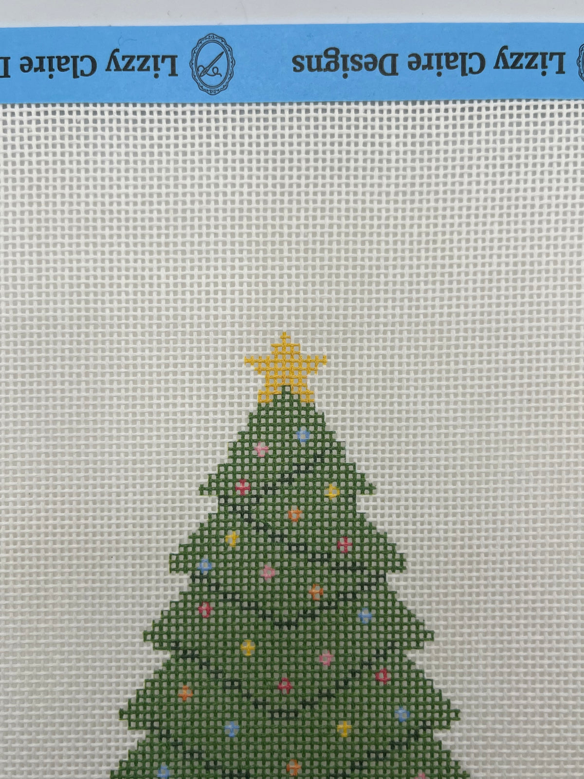 Larger Christmas Tree with Lights and Star - 18 mesh - 8 x 8 - Needlepoint Canvas