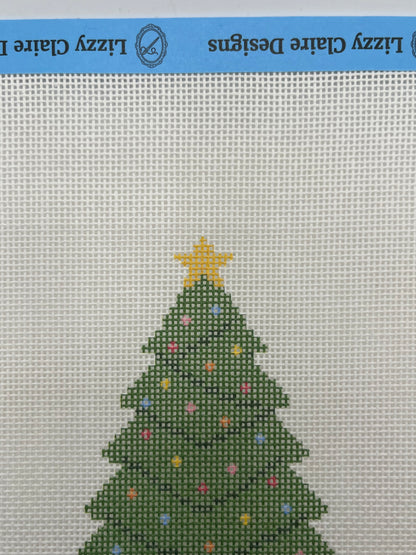 Larger Christmas Tree with Lights and Star - 18 mesh - 8 x 8 - Needlepoint Canvas