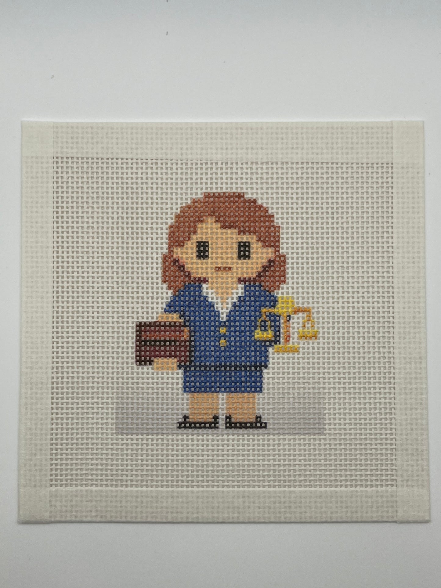 Lawyer Lizzy Claire - 13 mesh - 6 x 6 - Needlepoint Canvas