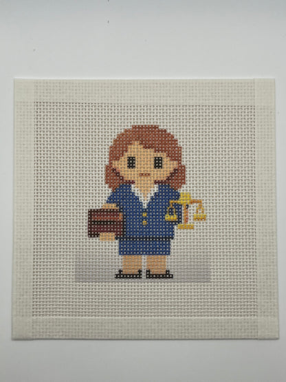 Lawyer Lizzy Claire - 13 mesh - 6 x 6 - Needlepoint Canvas