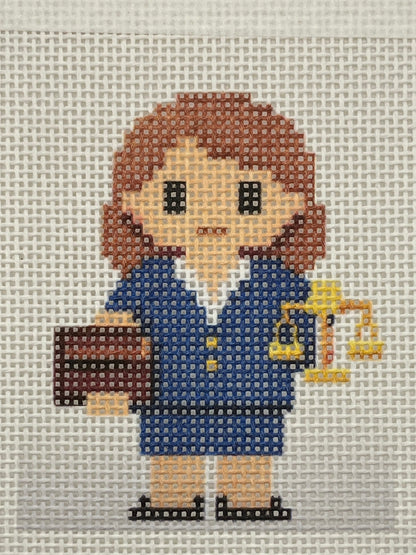 Lawyer Lizzy Claire - 13 mesh - 6 x 6 - Needlepoint Canvas
