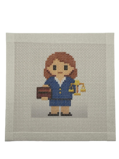 Lawyer Lizzy Claire - 13 mesh - 6 x 6 - Needlepoint Canvas