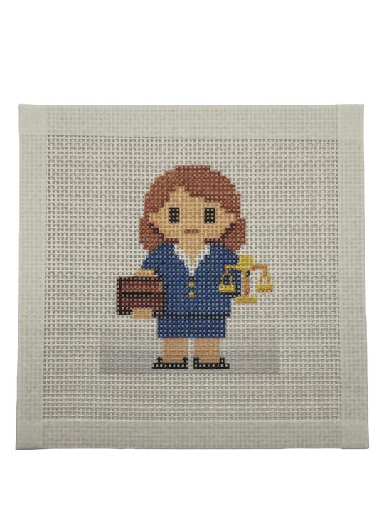 Lawyer Lizzy Claire - 13 mesh - 6 x 6 - Needlepoint Canvas