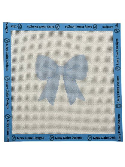 Light Blue Simple Bow - 13 mesh - 8 x 8 -  Needlepoint Canvas