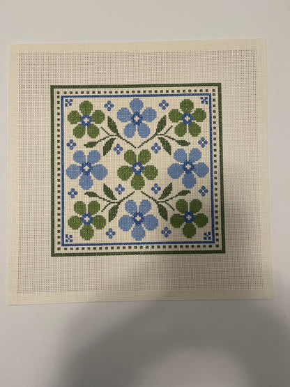 Lizzy Claire Blue and Green Scarf - 13 mesh - 12 x 12 - Needlepoint Canvas
