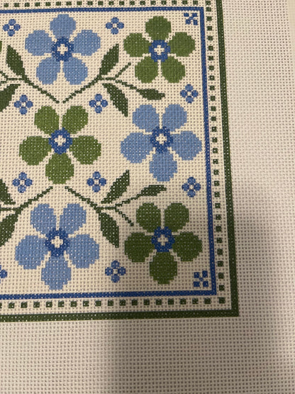 Lizzy Claire Blue and Green Scarf - 13 mesh - 12 x 12 - Needlepoint Canvas
