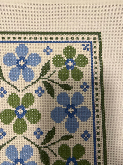 Lizzy Claire Blue and Green Scarf - 13 mesh - 12 x 12 - Needlepoint Canvas