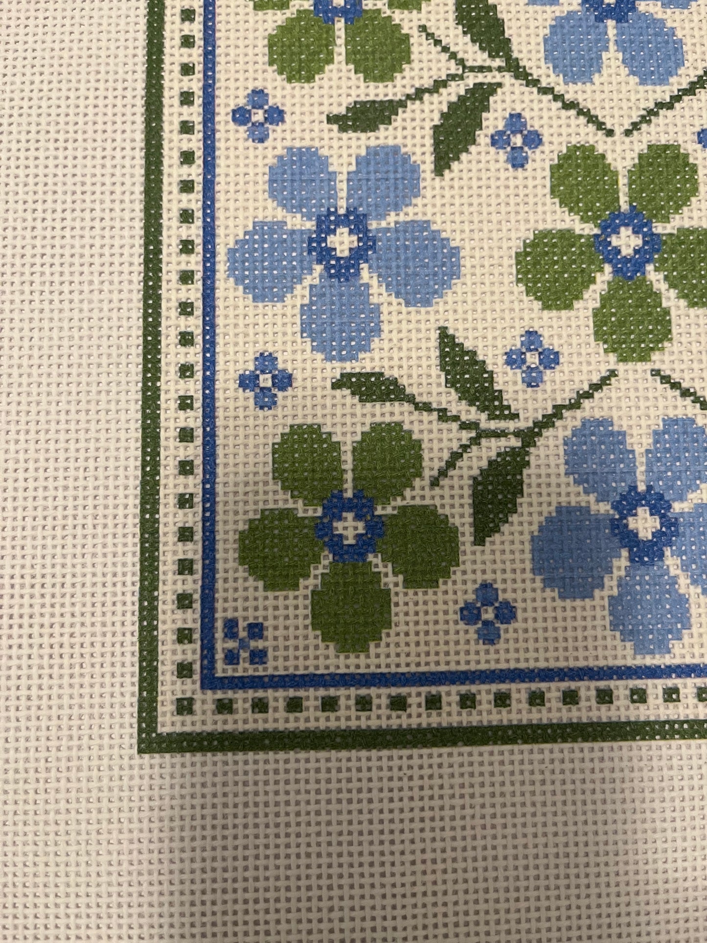 Lizzy Claire Blue and Green Scarf - 13 mesh - 12 x 12 - Needlepoint Canvas
