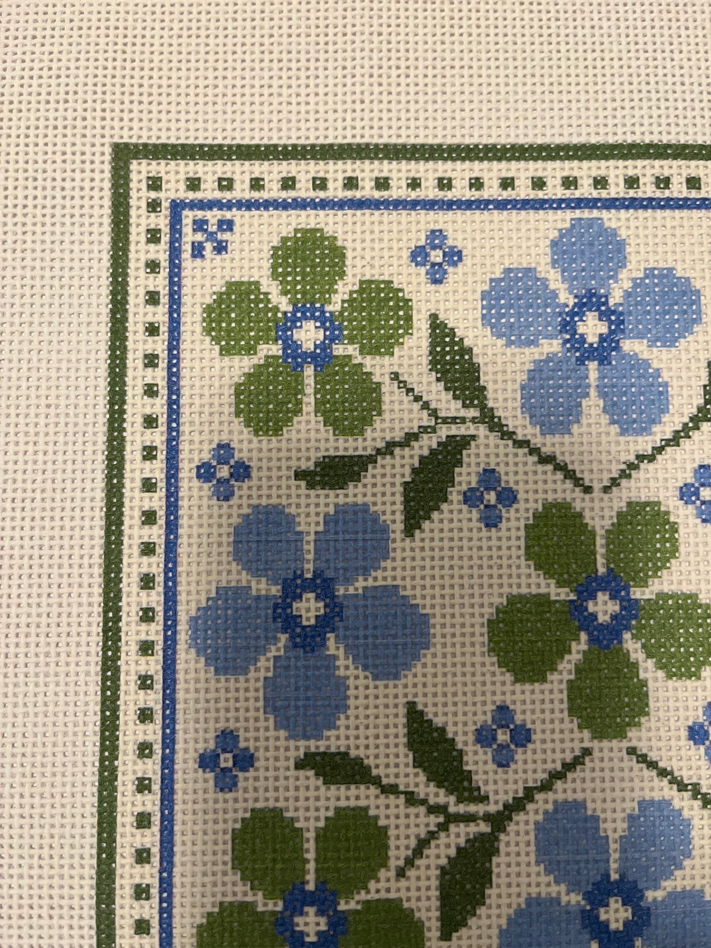 Lizzy Claire Blue and Green Scarf - 13 mesh - 12 x 12 - Needlepoint Canvas