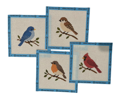 Lizzy Claire's Bird Collection - 13 mesh - 7 x 7 - 4 canvas set - Needlepoint Canvas