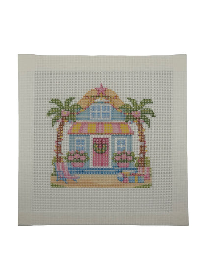 Lizzy Claire's Happy Neighborhood Beach House - 18 mesh - 6 x 6 - Needlepoint Canvas