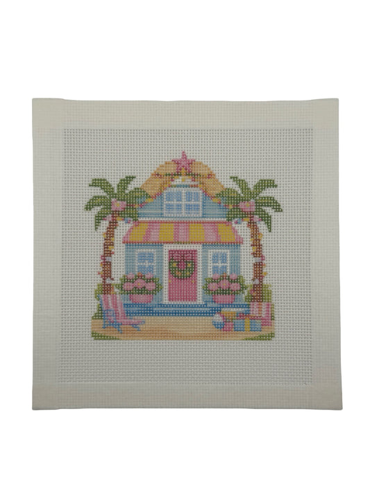 Lizzy Claire's Happy Neighborhood Beach House - 18 mesh - 6 x 6 - Needlepoint Canvas