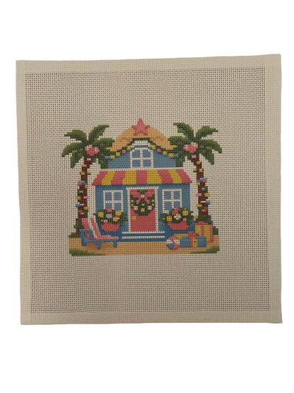 Lizzy Claire's Happy Neighborhood Beach House - 13 mesh - 10 x 10 -  Needlepoint Canvas