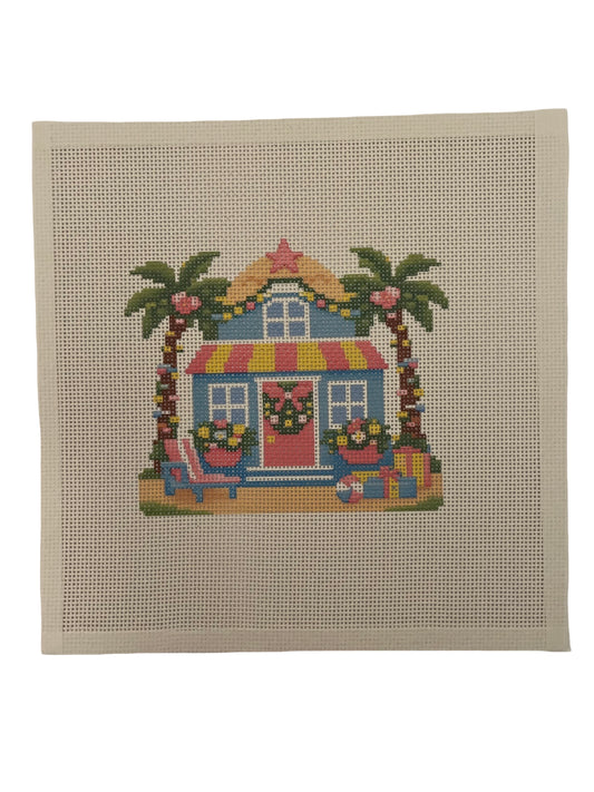 Lizzy Claire's Happy Neighborhood Beach House - 13 mesh - 10 x 10 -  Needlepoint Canvas