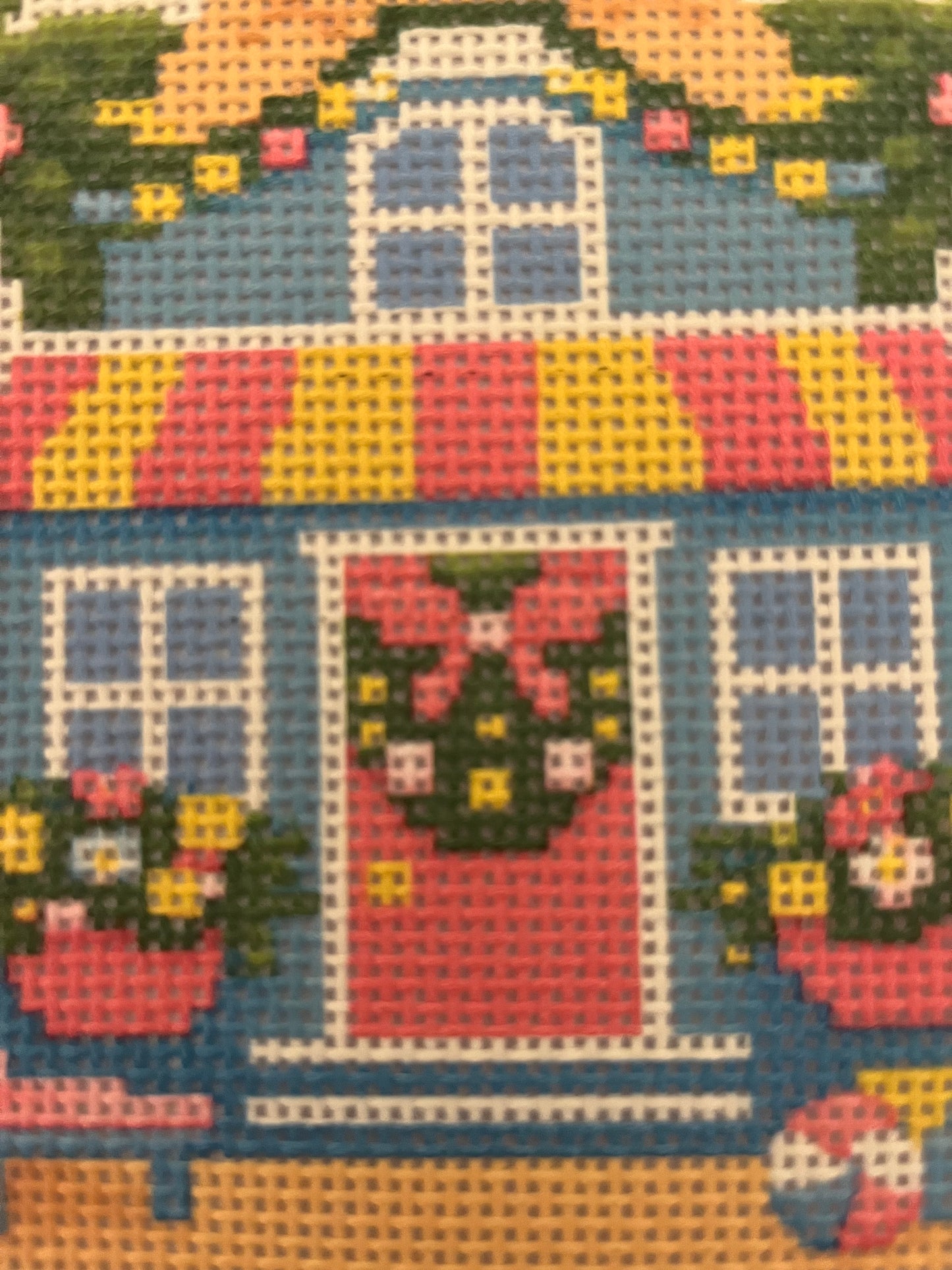 Lizzy Claire's Happy Neighborhood Beach House - 13 mesh - 10 x 10 -  Needlepoint Canvas