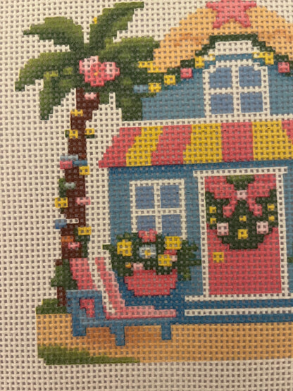 Lizzy Claire's Happy Neighborhood Beach House - 13 mesh - 10 x 10 -  Needlepoint Canvas
