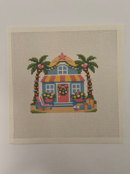 Lizzy Claire's Happy Neighborhood Beach House - 13 mesh - 10 x 10 -  Needlepoint Canvas