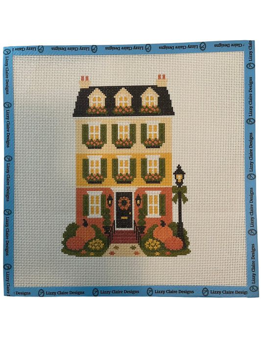 Lizzy Claire's Happy Neighborhood Candy Corn Townhouse - 13 mesh - 12 x 12 - Needlepoint Canvas