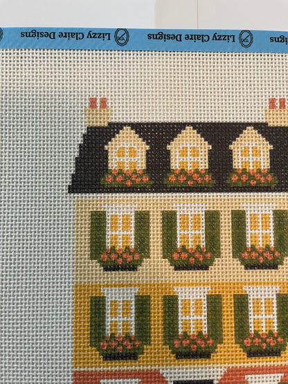 Lizzy Claire's Happy Neighborhood Candy Corn Townhouse - 13 mesh - 12 x 12 - Needlepoint Canvas