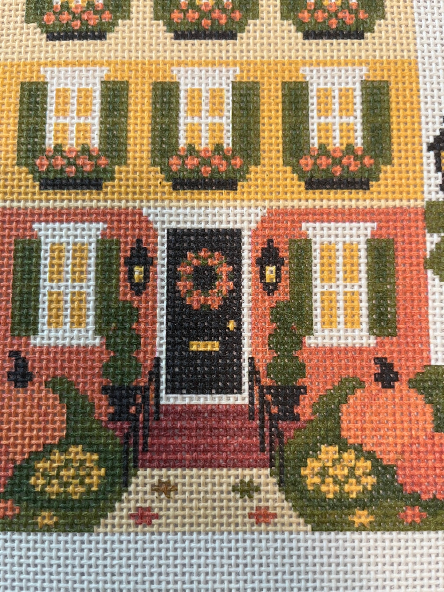 Lizzy Claire's Happy Neighborhood Candy Corn Townhouse - 13 mesh - 12 x 12 - Needlepoint Canvas