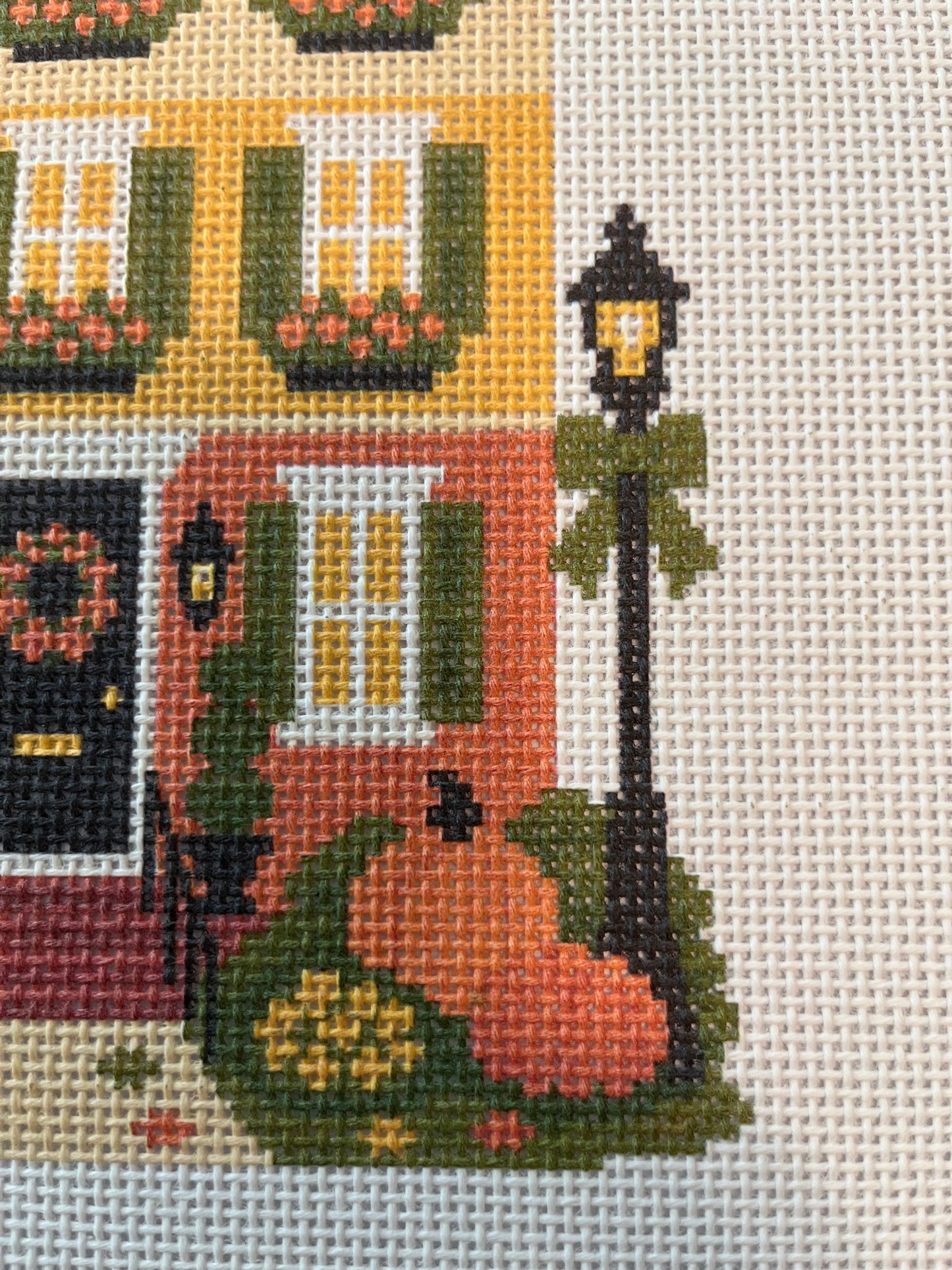 Lizzy Claire's Happy Neighborhood Candy Corn Townhouse - 13 mesh - 12 x 12 - Needlepoint Canvas